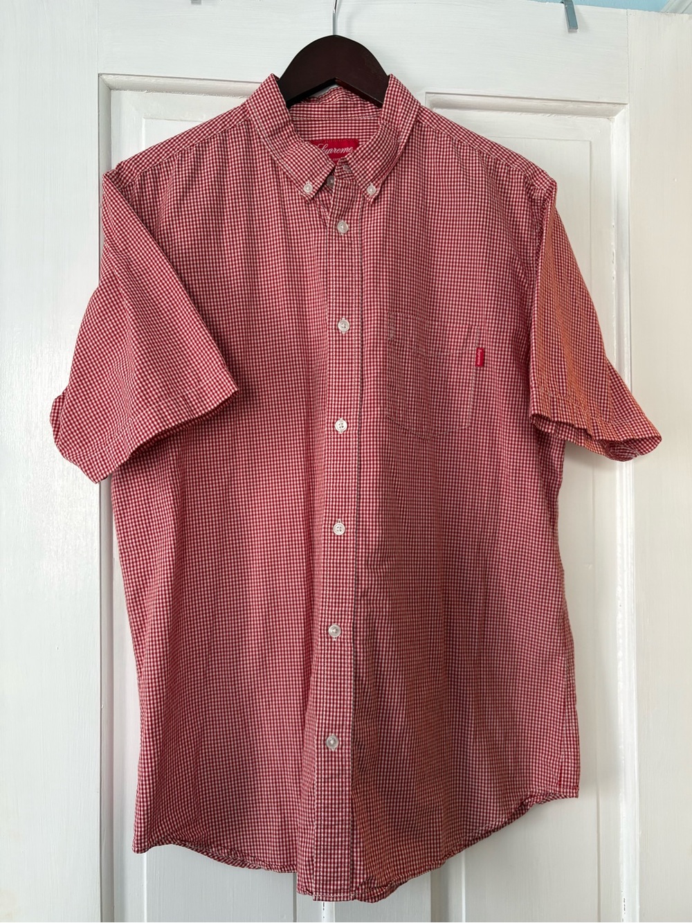 Supreme Gingham S/S Men’s Button Down Short Sleeve Shirt